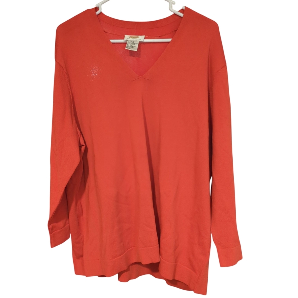 Talbots Woman Sweater, Petite V-Neck Three Quarter Sleeve Top, 2X / XXL, Silky
